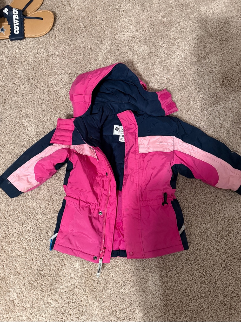 Columbia Kids Pink, Light Pink & Navy Colorblock Puffer Jacket